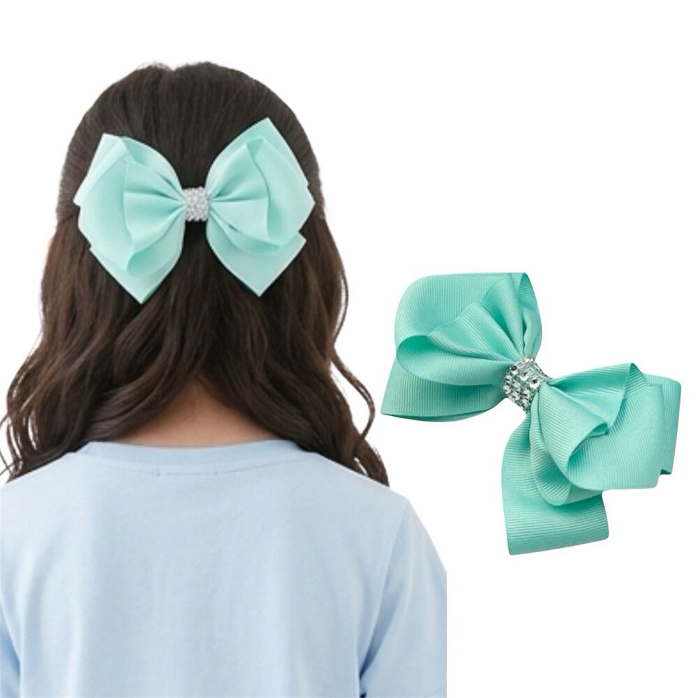 Hair Bow Clip Hairpin For Girls Green 5x4 Inch